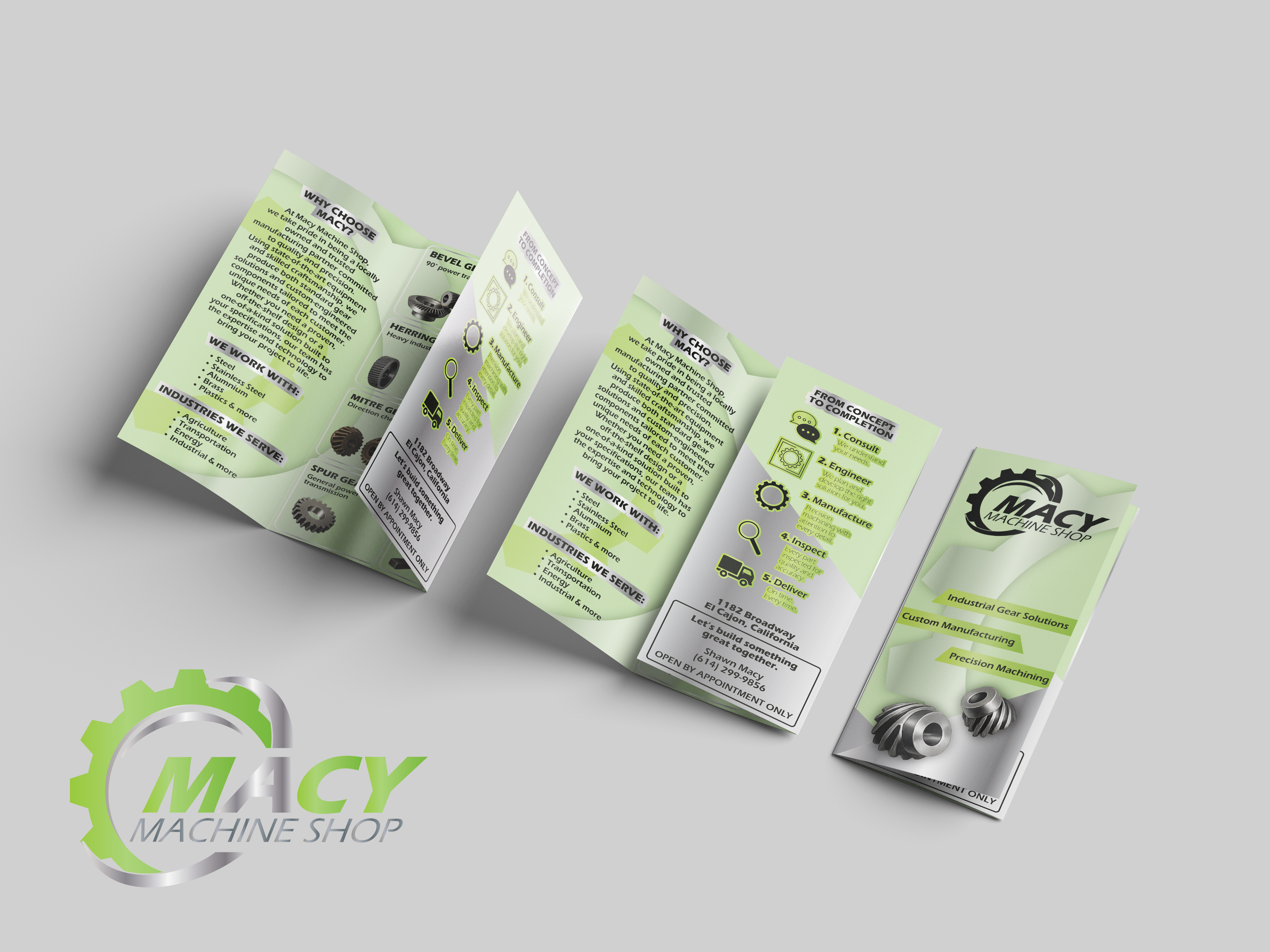 Macy Machine Shop logo and brochure concept
